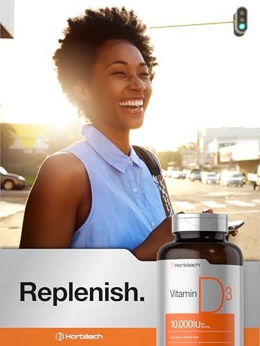 Horbäach Vitamin D3 10000 IE | 500 Softgels | Premium Hochdosiert | Non-GMO, Glutenfrei | 250mcg | Wertgröße
