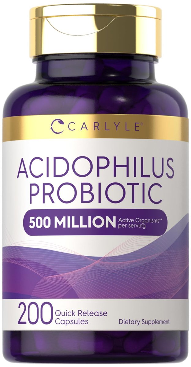 Carlyle Acidophilus Probiotische Kapseln für Frauen und Männer | 500 Millionen KBE | 200 Kapseln | Lactobacillus Nahrungsergänzungsmittel | Non-GMO und Glutenfrei