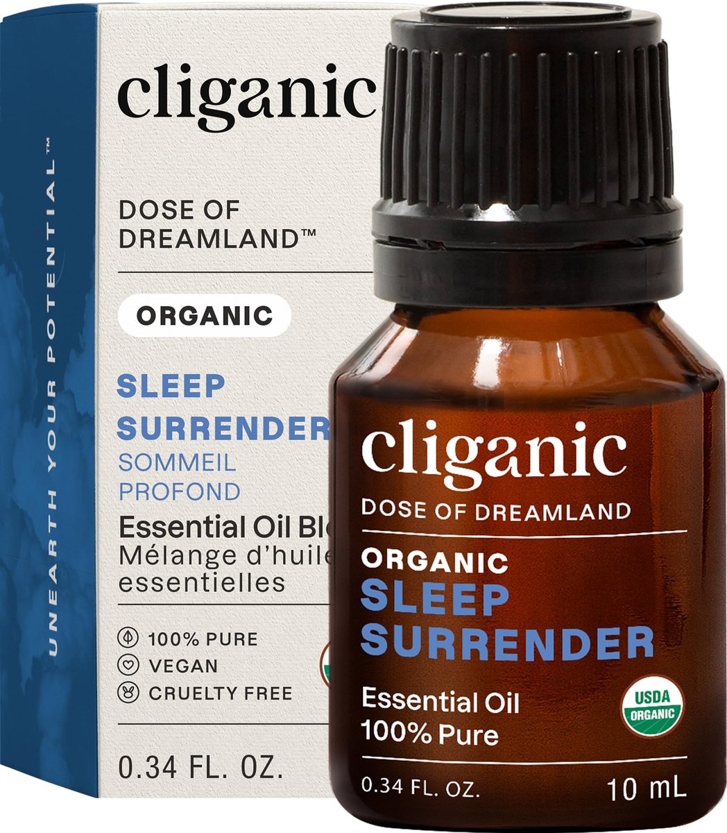 Cliganic Bio Schlaföl Sleep Surrender Blend – Dose of Dreamland (Verpackung kann variieren) 0,33 Fl Oz