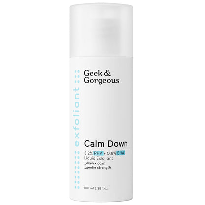 Geek & Gorgeous Calm Down 4% PHA + BHA Liquid 100ml – Sanftes Peeling für empfindliche Haut