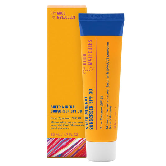 Good Molecules Sheer Mineral Sonnencreme SPF 30 – Zinkoxid Sonnenschutz für das Gesicht mit minimalem Weißeleffekt – Feuchtigkeitsspendende Hyaluronsäure, UVA/UVB-Schutz, Riff-sicher