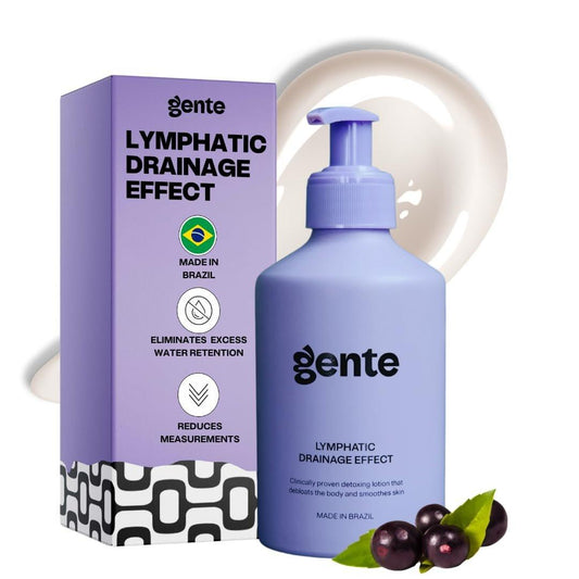 Gente Lymphatic Drainage Effect Body Lotion – Straffende & formende Creme gegen Wassereinlagerungen, Blähungen & Cellulite – Feuchtigkeitsspendende brasilianische Formel mit Koffein, Guarana & Açaí – 200 ml