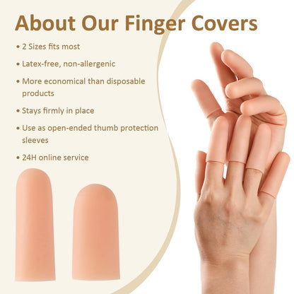 YIVCKOM Gel-Fingerlinge, Silikon-Fingerschutz, Fingerspitzenpflaster für trockene Haut, rissige Fingerspitzen, Daumenschutzhüllen bei Handekzemen und Fingerarthritis (20 Stück)