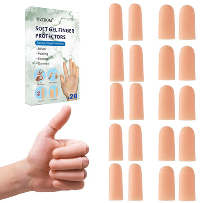 YIVCKOM Gel-Fingerlinge, Silikon-Fingerschutz, Fingerspitzenpflaster für trockene Haut, rissige Fingerspitzen, Daumenschutzhüllen bei Handekzemen und Fingerarthritis (20 Stück)