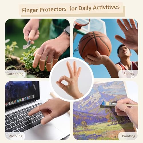 YIVCKOM Gel-Fingerlinge, Silikon-Fingerschutz, Fingerspitzenpflaster für trockene Haut, rissige Fingerspitzen, Daumenschutzhüllen bei Handekzemen und Fingerarthritis (20 Stück)