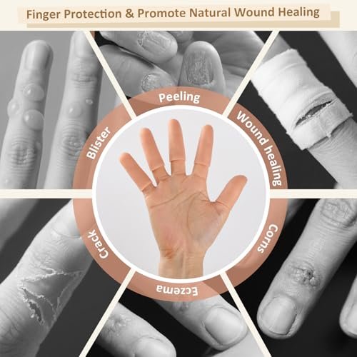 YIVCKOM Gel-Fingerlinge, Silikon-Fingerschutz, Fingerspitzenpflaster für trockene Haut, rissige Fingerspitzen, Daumenschutzhüllen bei Handekzemen und Fingerarthritis (20 Stück)