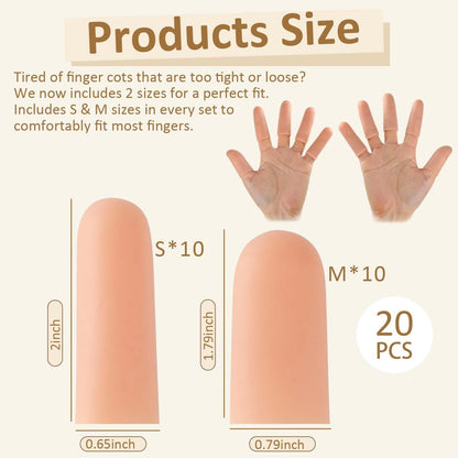 YIVCKOM Gel-Fingerlinge, Silikon-Fingerschutz, Fingerspitzenpflaster für trockene Haut, rissige Fingerspitzen, Daumenschutzhüllen bei Handekzemen und Fingerarthritis (20 Stück)