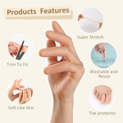 YIVCKOM Gel-Fingerlinge, Silikon-Fingerschutz, Fingerspitzenpflaster für trockene Haut, rissige Fingerspitzen, Daumenschutzhüllen bei Handekzemen und Fingerarthritis (20 Stück)