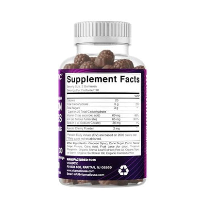 Vitamatic Eisen 65 mg Gummis für Frauen & Männer - 60 vegane Gummis - Leckerer Eisen-Gummi-Vitamine mit Vitamin C (1)