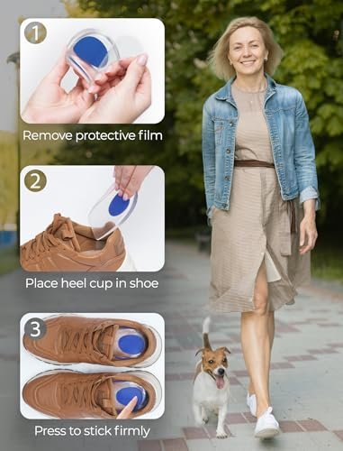 Gel-Fersenpolster, 2er-Pack, für Achillessehnenentzündung, Schuhkeil-Einlagen bei Plantarfasziitis, Fersensporn, Fußschmerzlinderung, Komfortpolster für Damen/Herren
