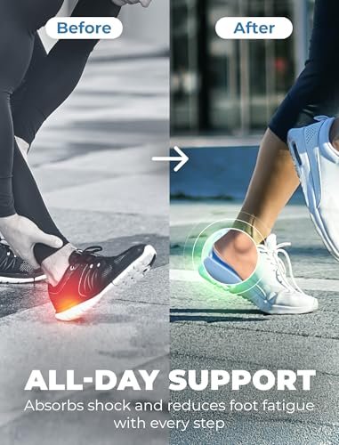 Gel-Fersenpolster, 2er-Pack, für Achillessehnenentzündung, Schuhkeil-Einlagen bei Plantarfasziitis, Fersensporn, Fußschmerzlinderung, Komfortpolster für Damen/Herren