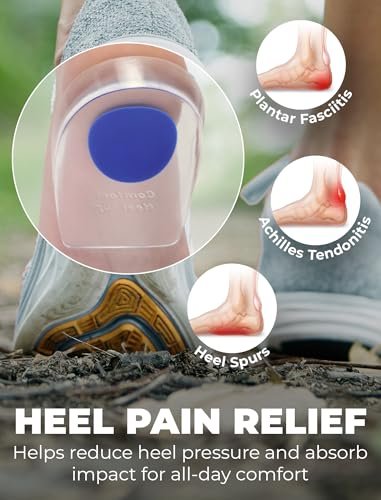 BloomLab Gel-Fersenpolster 2er-Pack – Schmerzlinderung bei Achillessehnenentzündung, Plantarfasziitis, Fersensporn – Komfort-Einlegesohlen für Damen & Herren