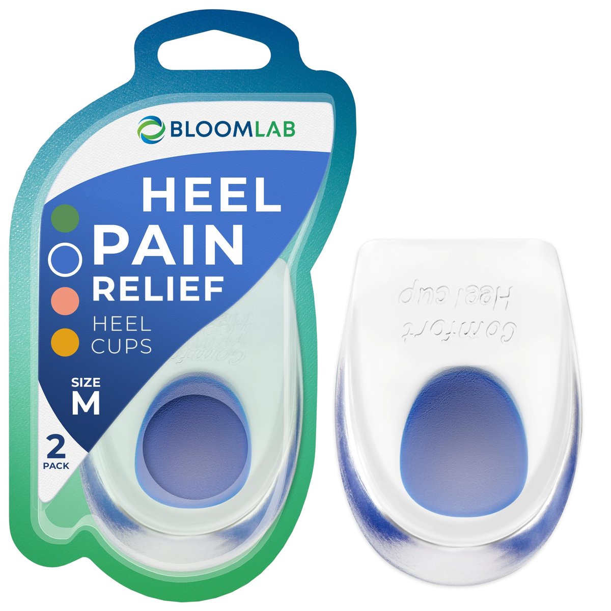 BloomLab Gel-Fersenpolster 2er-Pack – Schmerzlinderung bei Achillessehnenentzündung, Plantarfasziitis, Fersensporn – Komfort-Einlegesohlen für Damen & Herren