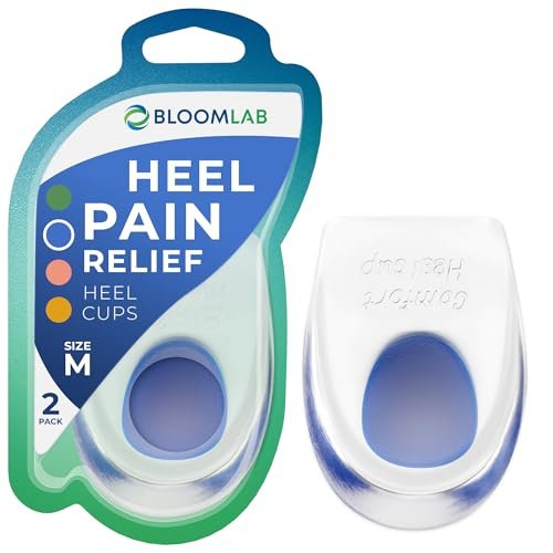 BloomLab Gel-Fersenpolster 2er-Pack – Schmerzlinderung bei Achillessehnenentzündung, Plantarfasziitis, Fersensporn – Komfort-Einlegesohlen für Damen & Herren