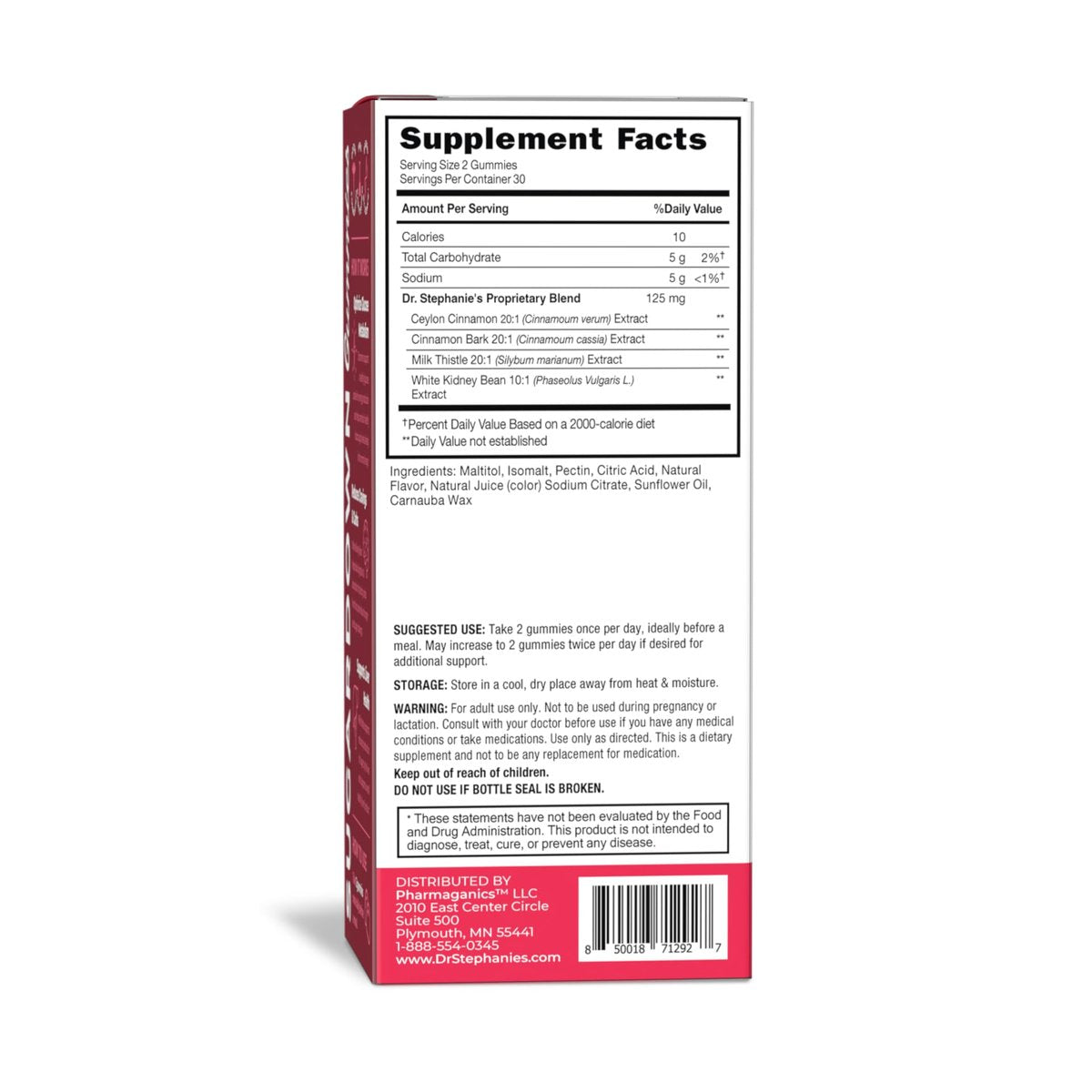 Pharmaganics Dr. Stephanie's SugarDown Gummies – Ceylon & Cassia Cinnamon Supplement – 0g Zucker, 60 Stück