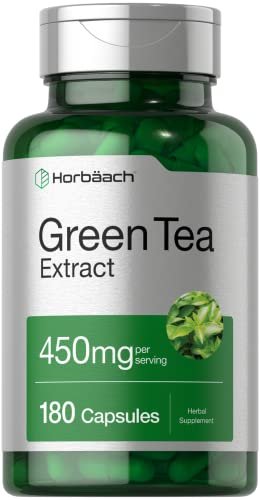 Horbäach Grüntee-Extrakt Kapseln | 450 mg | 180 Kapseln | Hochdosiertes pflanzliches Nahrungsergänzungsmittel | Non-GMO & Glutenfrei