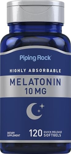 Piping Rock Melatonin 10 mg | 120 Softgel-Kapseln | Schnell freisetzendes Nahrungsergänzungsmittel | Hoch absorbierbar | Nicht-GVO, glutenfrei