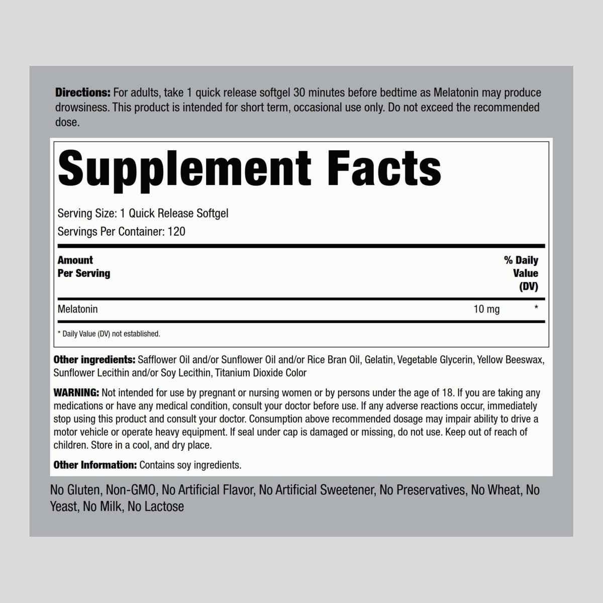 Piping Rock Melatonin 10 mg | 120 Softgel-Kapseln | Schnell freisetzendes Nahrungsergänzungsmittel | Hoch absorbierbar | Nicht-GVO, glutenfrei