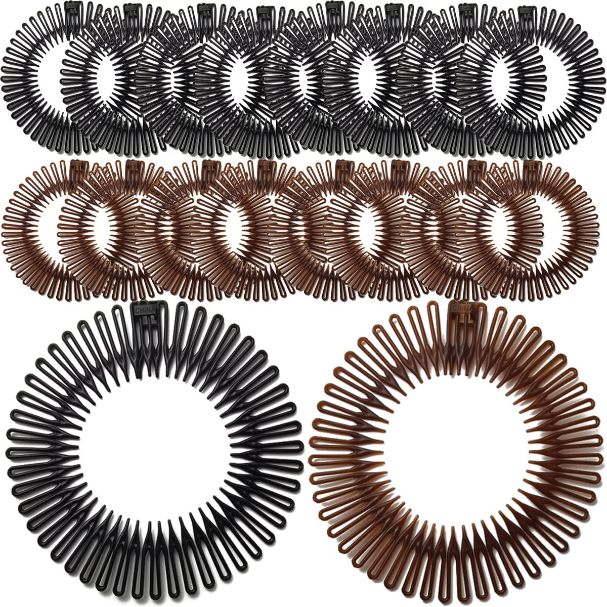 GXXMEI Flexible Kunststoff-Kreis-Stirnbänder – 20er-Pack Haarband-Halter für Frauen, Mädchen und Sport