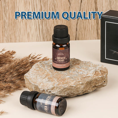 FUHITIM Duftöl, Charmantes Herren-Set Diffuseröl für Zuhause, Seife & Kerzenherstellung, Aromatherapie-ätherische Öle - Meeresbrise, Kamin Vanille, Zeder und mehr (6 x 10 ml)