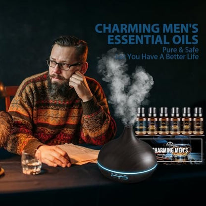 FUHITIM Duftöl, Charmantes Herren-Set Diffuseröl für Zuhause, Seife & Kerzenherstellung, Aromatherapie-ätherische Öle - Meeresbrise, Kamin Vanille, Zeder und mehr (6 x 10 ml)