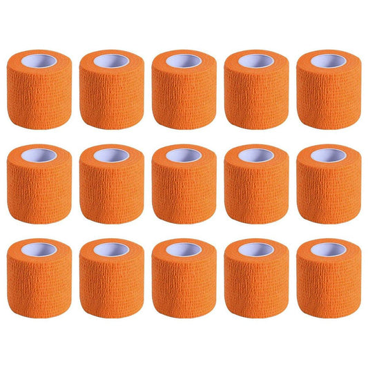 KISEER 15er-Pack 2 Zoll x 5 Yards Orange Selbstklebende Bandage, Atmungsaktive Kohäsive Bandage-Wickelrollen, Elastisches Selbsthaftendes Tape für Sport, Handgelenk, Knöchel