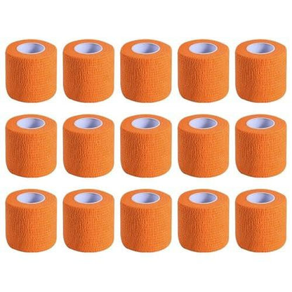 KISEER 15er-Pack 2 Zoll x 5 Yards Orange Selbstklebende Bandage, Atmungsaktive Kohäsive Bandage-Wickelrollen, Elastisches Selbsthaftendes Tape für Sport, Handgelenk, Knöchel