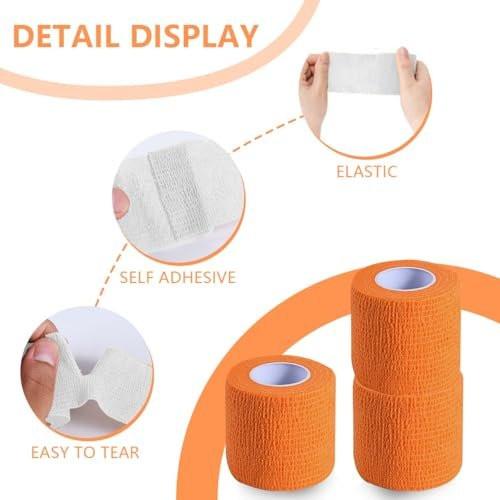 KISEER 15er-Pack 2 Zoll x 5 Yards Orange Selbstklebende Bandage, Atmungsaktive Kohäsive Bandage-Wickelrollen, Elastisches Selbsthaftendes Tape für Sport, Handgelenk, Knöchel