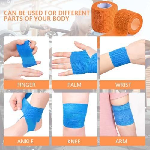 KISEER 15er-Pack 2 Zoll x 5 Yards Orange Selbstklebende Bandage, Atmungsaktive Kohäsive Bandage-Wickelrollen, Elastisches Selbsthaftendes Tape für Sport, Handgelenk, Knöchel