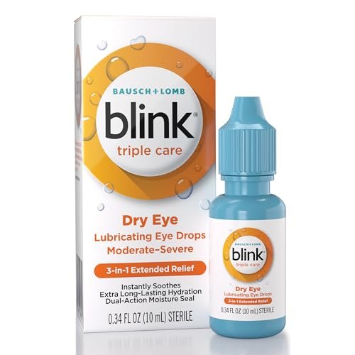 BLINK Triple Care Augentropfen – Feuchtigkeitsspender für trockene Augen mit Hyaluronat, langanhaltende Linderung bei mittelschwerer bis schwerer Trockenheit, 10 ml