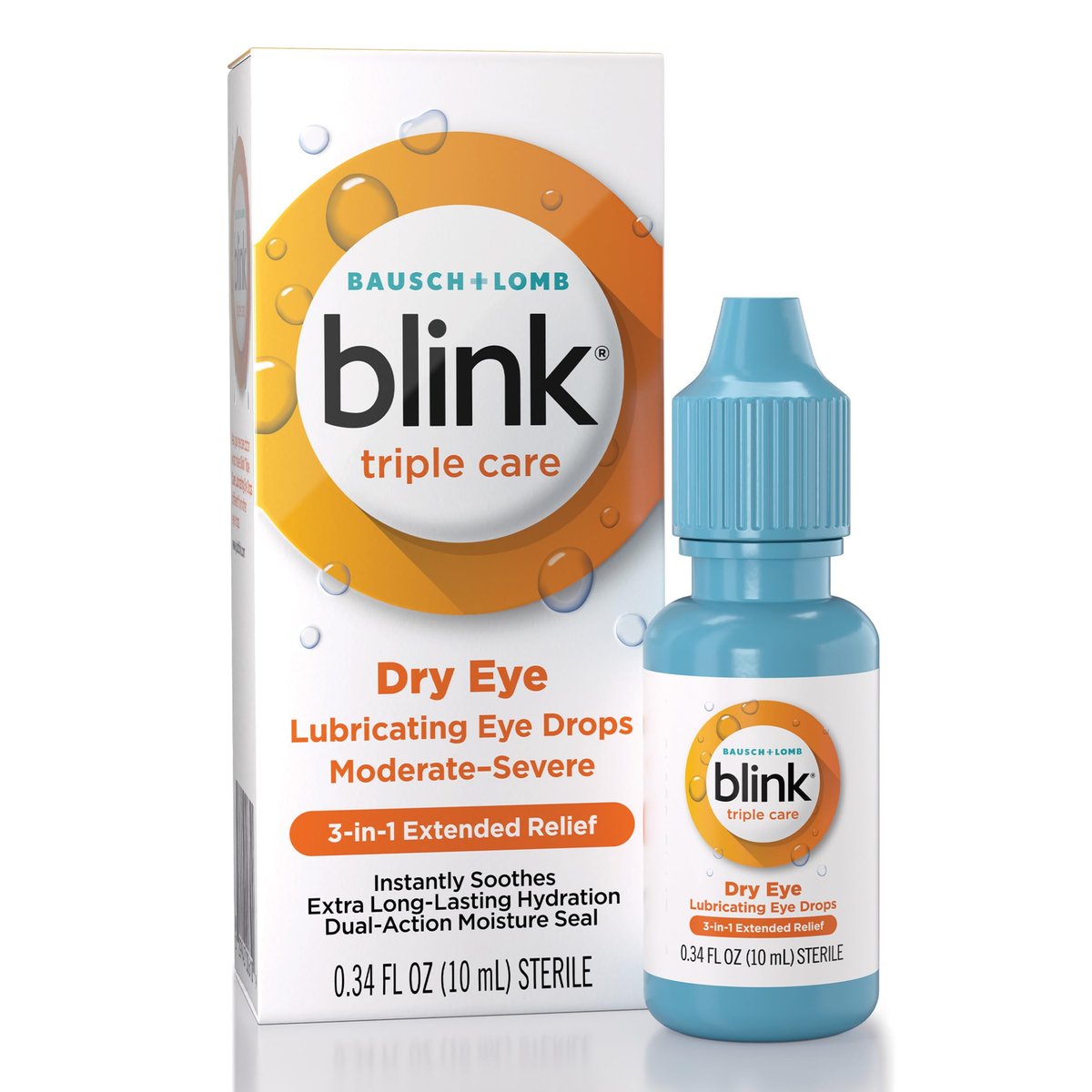 BLINK Triple Care Augentropfen – Feuchtigkeitsspender für trockene Augen mit Hyaluronat, langanhaltende Linderung bei mittelschwerer bis schwerer Trockenheit, 10 ml