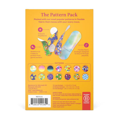 Welly Bravery Badge Value Pack – 100 flexible Stoffpflaster in verschiedenen Formen und Mustern für kleine Schnitte, Schrammen und Wunden