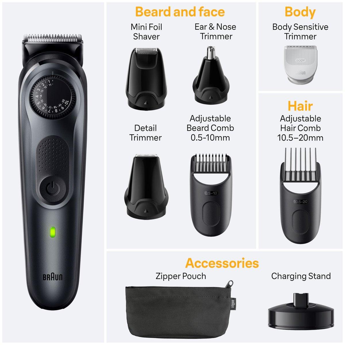 Braun All-in-One Herren-Rasier-Set Series 5 5490, 9-in-1 Bart-, Gesichts-, Nasen-, Ohren-Trimmer, Haarschneider, Körperpfleger und Manscaping