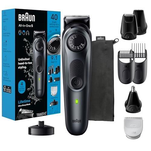 Braun All-in-One Herren-Rasier-Set Series 5 5490, 9-in-1 Bart-, Gesichts-, Nasen-, Ohren-Trimmer, Haarschneider, Körperpfleger und Manscaping