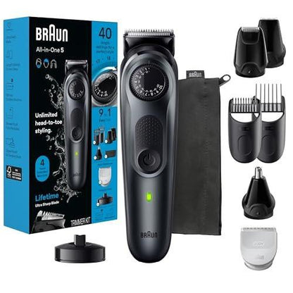 Braun All-in-One Herren-Rasier-Set Series 5 5490, 9-in-1 Bart-, Gesichts-, Nasen-, Ohren-Trimmer, Haarschneider, Körperpfleger und Manscaping