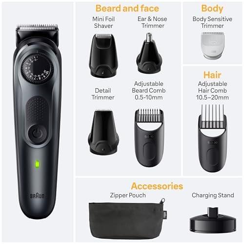Braun All-in-One Herren-Rasier-Set Series 5 5490, 9-in-1 Bart-, Gesichts-, Nasen-, Ohren-Trimmer, Haarschneider, Körperpfleger und Manscaping