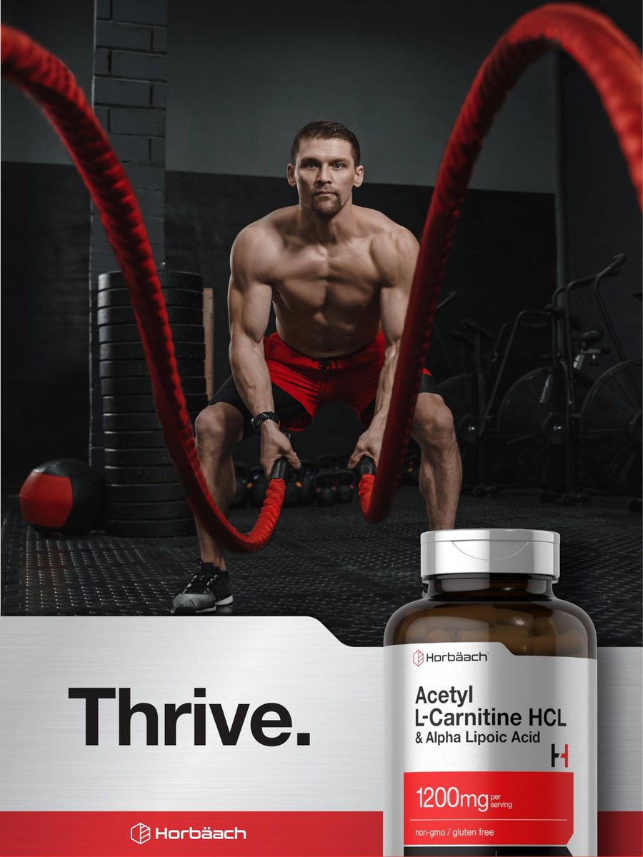 Horbäach Acetyl L-Carnitin HCL & Alpha-Liponsäure 1200 mg | 120 Kapseln | ALC ALA Komplex | Non-GMO & Glutenfrei