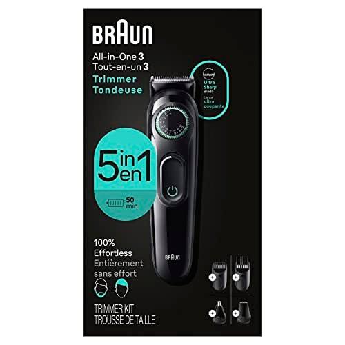 Braun All-In-One Style Kit Series 3 3450 – 5-in-1 Trimmer für Herren mit Barttrimmer, Nasen- & Ohrentrimmer, Haarschneider und mehr, ultrascharfe Klinge, 40 Längeneinstellungen und waschbar