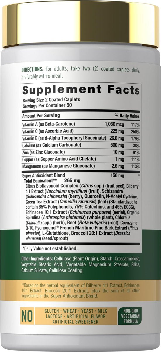 Carlyle Antioxidantien Komplex | 100 Kapseln | Nährstoffkomplex mit Vitamin A, C, E | Non-GMO, glutenfrei