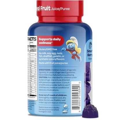 Smurfs Kids Multivitamin Gummies | Multivitamin Gummies für Kinder mit 15 Vitaminen & Mineralstoffen | Hergestellt mit echten Früchten | Von Ärzten entwickelt | Nicht-GVO und ohne künstliche Aromen oder Farben | 60 Gummis