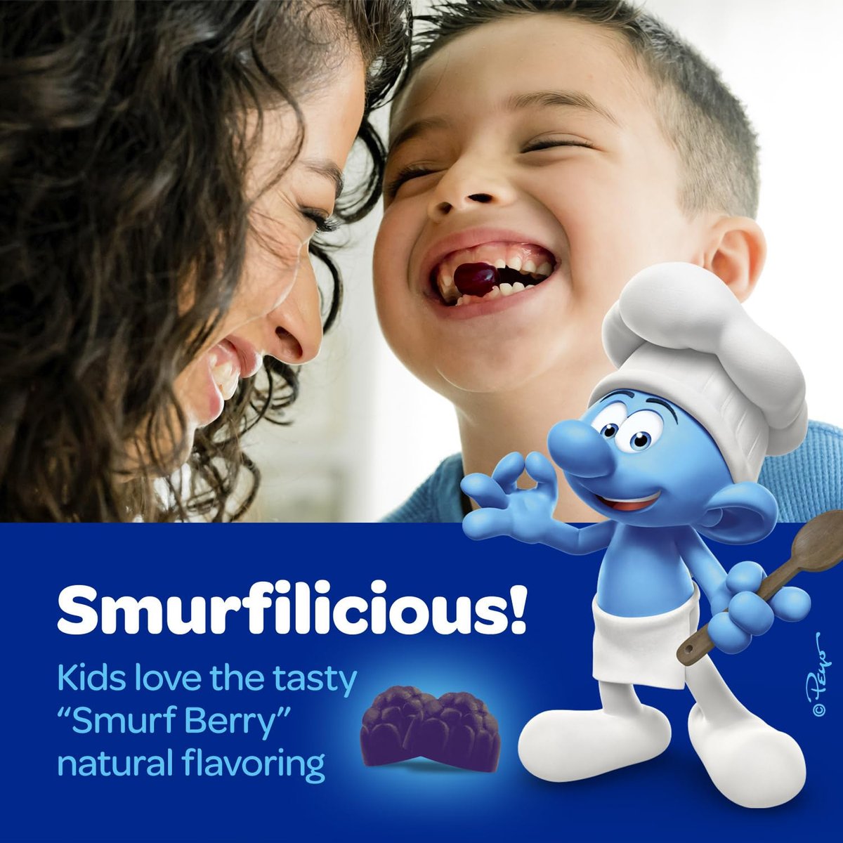Smurfs Kids Immune Support Gummis | Schwarzer Holunder, Vitamin C und Zink für Kinderimmunität | Hergestellt mit echten Früchten | Von Ärzten entwickelt | Nicht-GMO & ohne künstliche Aromen oder Farben | 40 Gummis