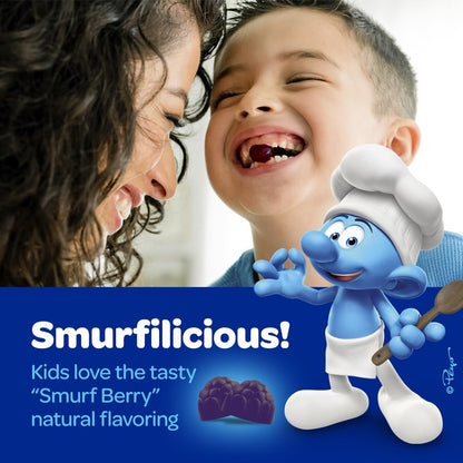 Smurfs Kids Immune Support Gummis | Schwarzer Holunder, Vitamin C und Zink für Kinderimmunität | Hergestellt mit echten Früchten | Von Ärzten entwickelt | Nicht-GMO & ohne künstliche Aromen oder Farben | 40 Gummis