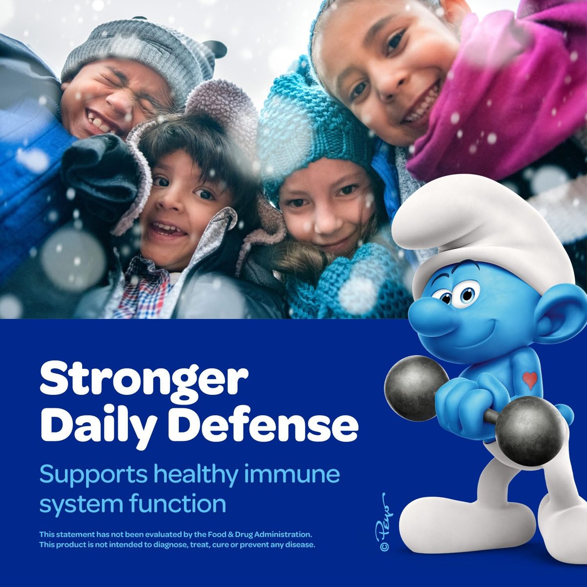 Smurfs Kids Immune Support Gummis | Schwarzer Holunder, Vitamin C und Zink für Kinderimmunität | Hergestellt mit echten Früchten | Von Ärzten entwickelt | Nicht-GMO & ohne künstliche Aromen oder Farben | 40 Gummis
