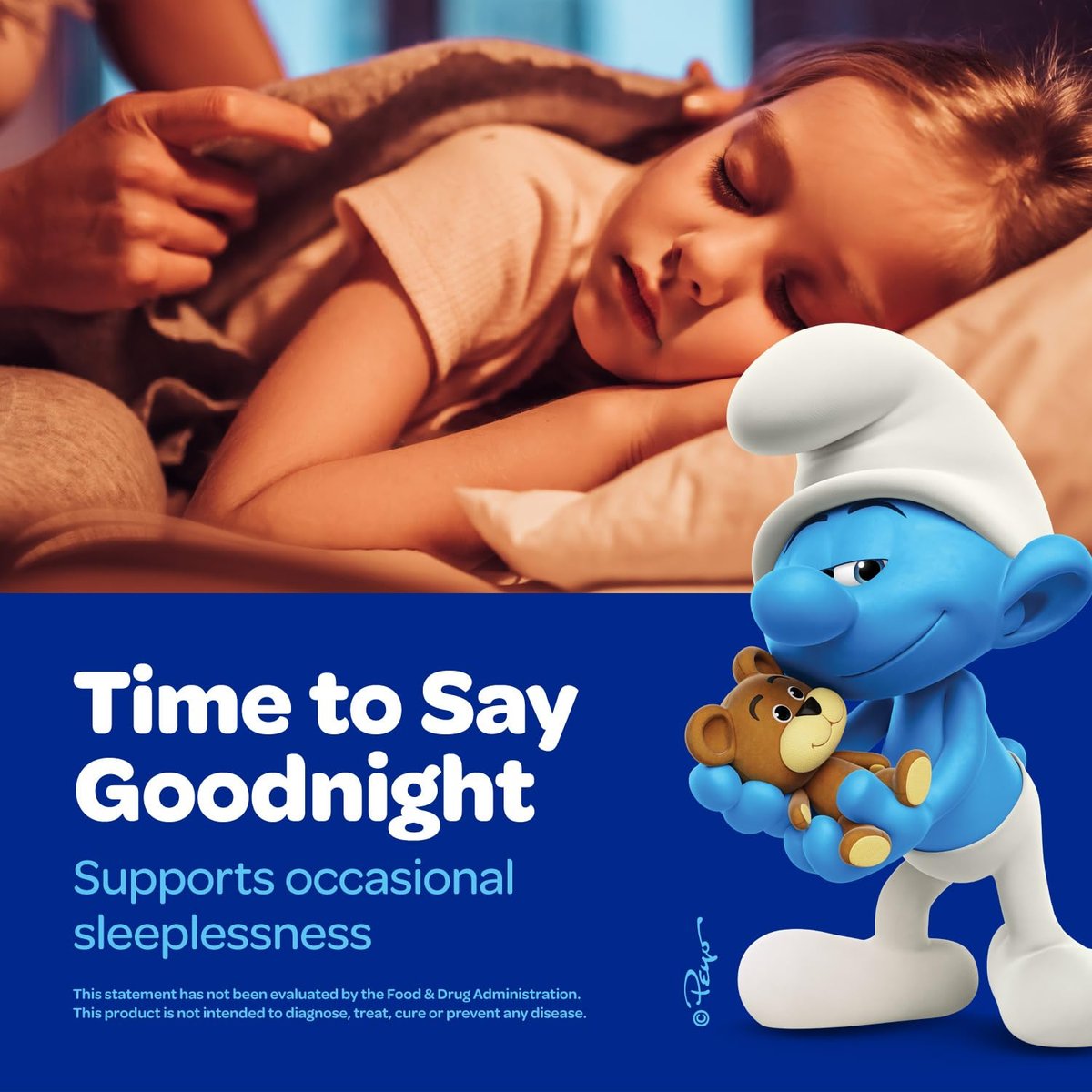 Die Schlümpfe 1mg Melatonin Gummis für Kinder mit Kamille & Zitronenmelisse für einen erholsamen Schlaf ab 3 Jahren | Nicht gewohnheitsbildend | Mit echten Früchten in Schlumpfbeere | Von Ärzten entwickelt | 50 vegetarische Gummis