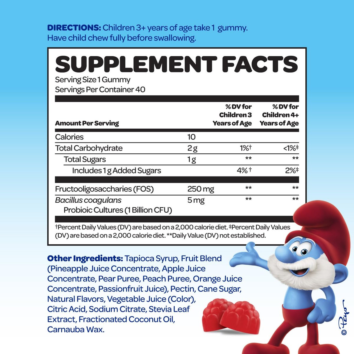 Smurfs Prä- und Probiotika für Kinder Gummibärchen | Verdauung & Immunsystem | mit echtem Fruchtgeschmack | Arztentwickelt | 40 Stück