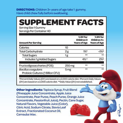 Smurfs Prä- und Probiotika für Kinder Gummibärchen | Verdauung & Immunsystem | mit echtem Fruchtgeschmack | Arztentwickelt | 40 Stück