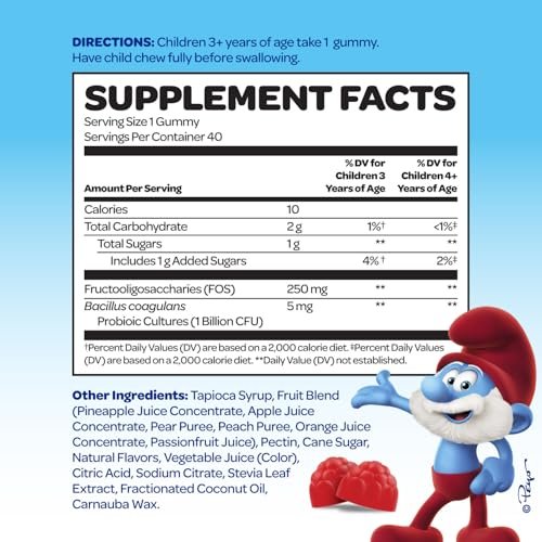 Smurfs Prä- und Probiotika für Kinder Gummibärchen | Verdauung & Immunsystem | mit echtem Fruchtgeschmack | Arztentwickelt | 40 Stück