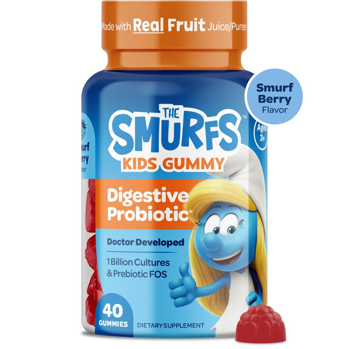 Smurfs Prä- und Probiotika für Kinder Gummibärchen | Verdauung & Immunsystem | mit echtem Fruchtgeschmack | Arztentwickelt | 40 Stück