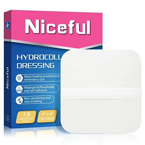 Niceful Hydrokolloid-Wundauflagen 15 Stück 4x4 Zoll, wasserdichte Wundverbände für Druckstellen und Blasen