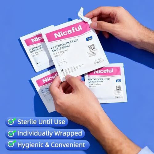 Niceful Hydrokolloid-Wundauflagen 20 Stück, 2x2 Zoll, wasserdichtes Hydrokolloid-Pflaster, Gel-Pflaster für Blasen & leichte Verbrennungen, Druckstellen-Pflaster